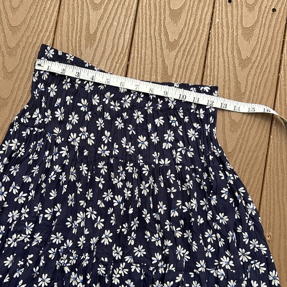 Express vintage 80’s boho white/blue daisies on navy ruffled mini skirt SZ M - Picture 5 of 7